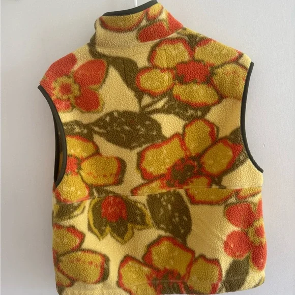 Toad&Co Yellow Floral Sherpa Half-Zip Vest with Olive and Orange Accents - Picture 3 of 3
